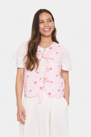 SAINT TROPEZ Bodywarmer 'EvittaSZ ' in Roze: voorkant