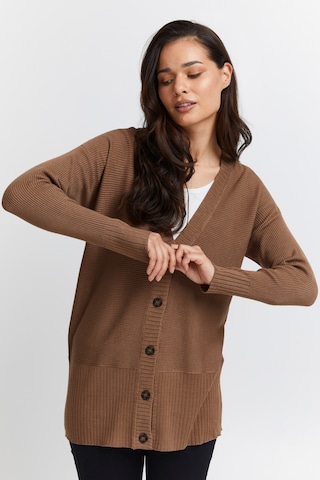 Fransa Knit Cardigan in Brown: front