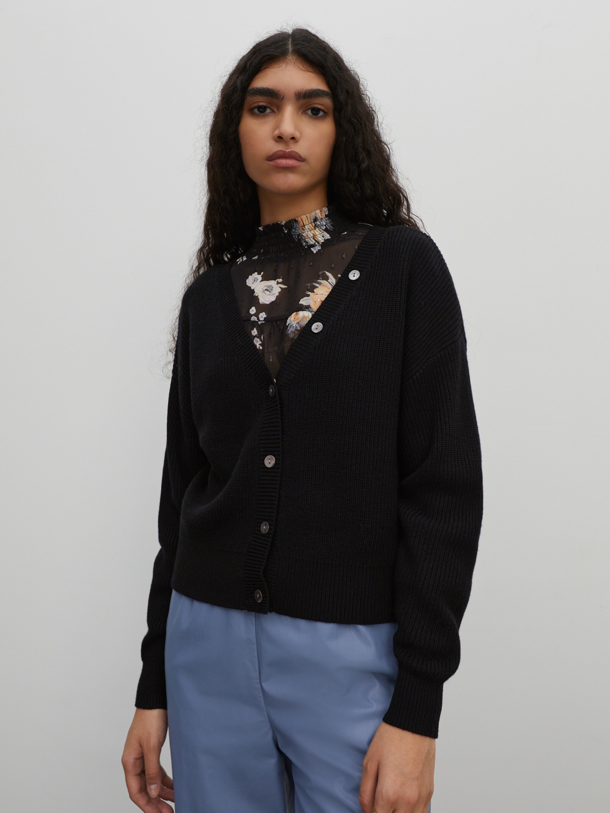 EDITED Producten Gebreid vest 'Lea' Zwart