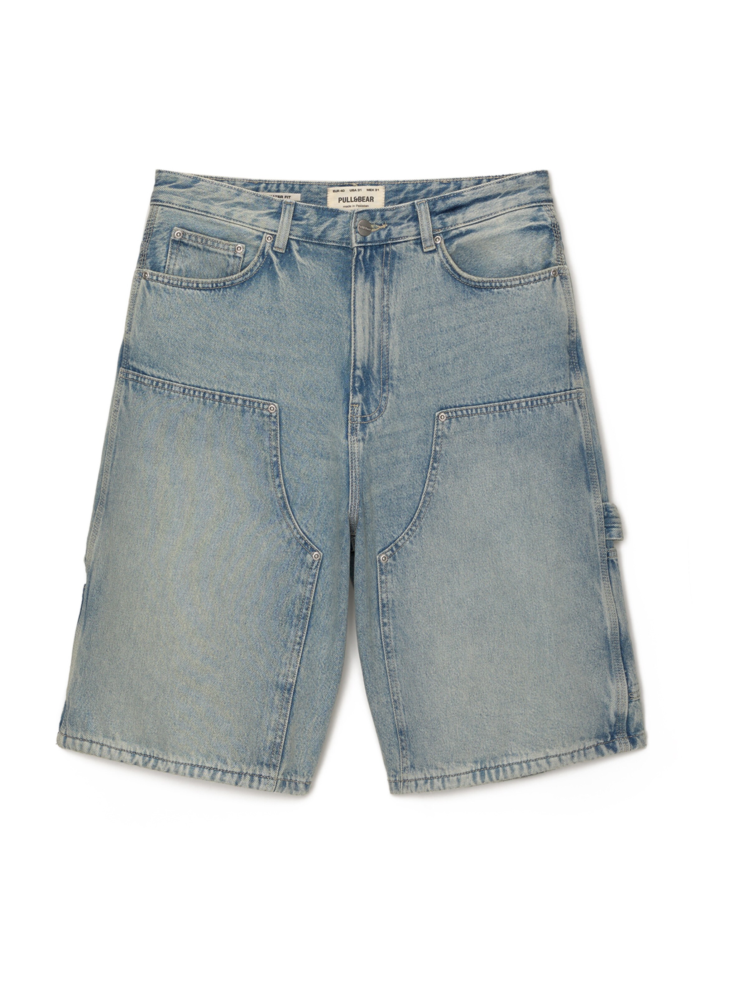 Pull&Bear Wide leg Jeans in Blue: front