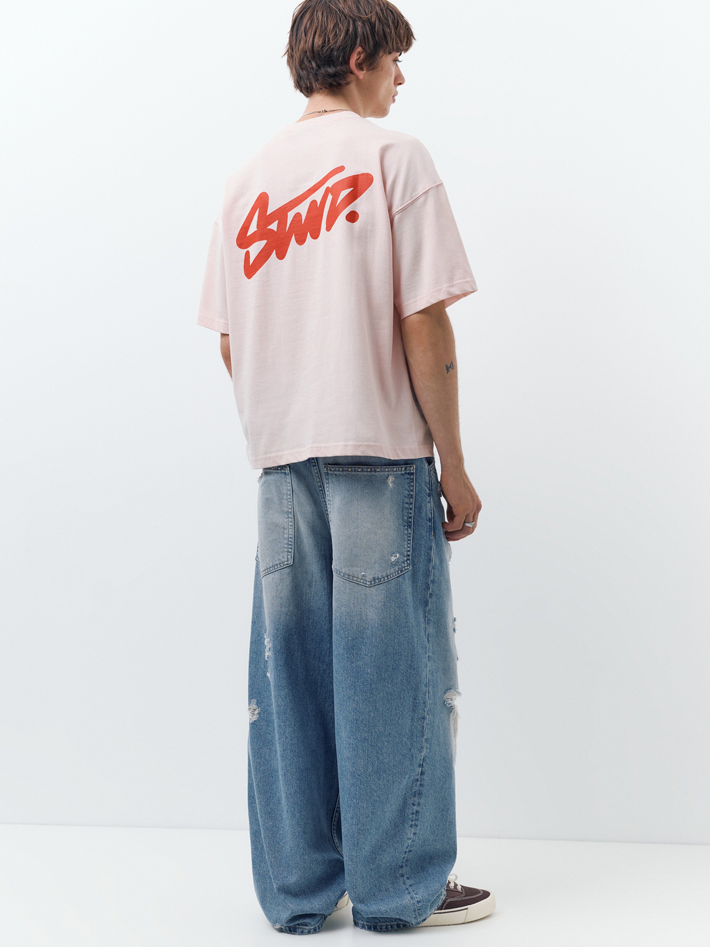 Pull&Bear Tricou 'STWD' pe Roz | ABOUT YOU