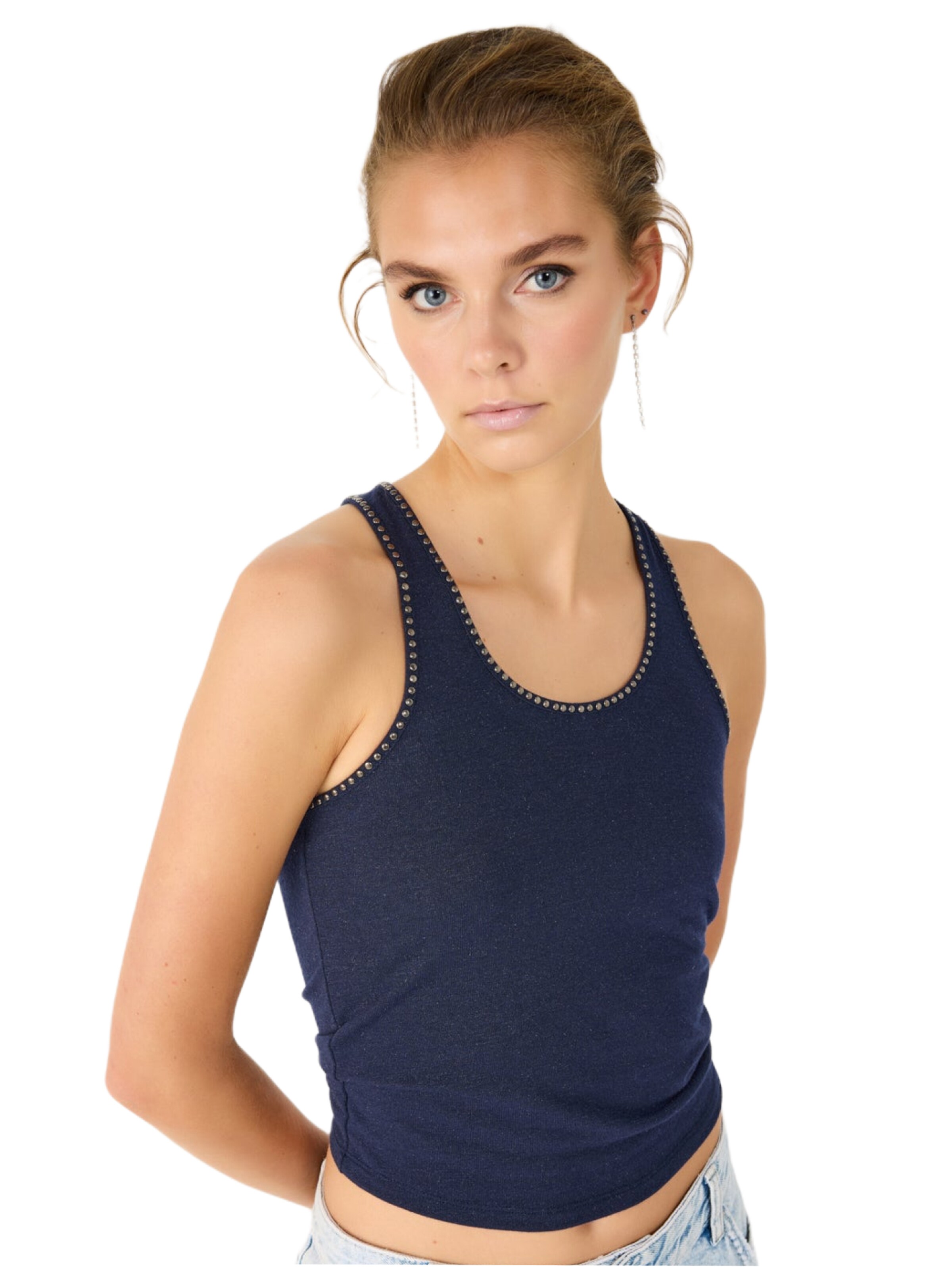 No Matter What Top in Blue: front