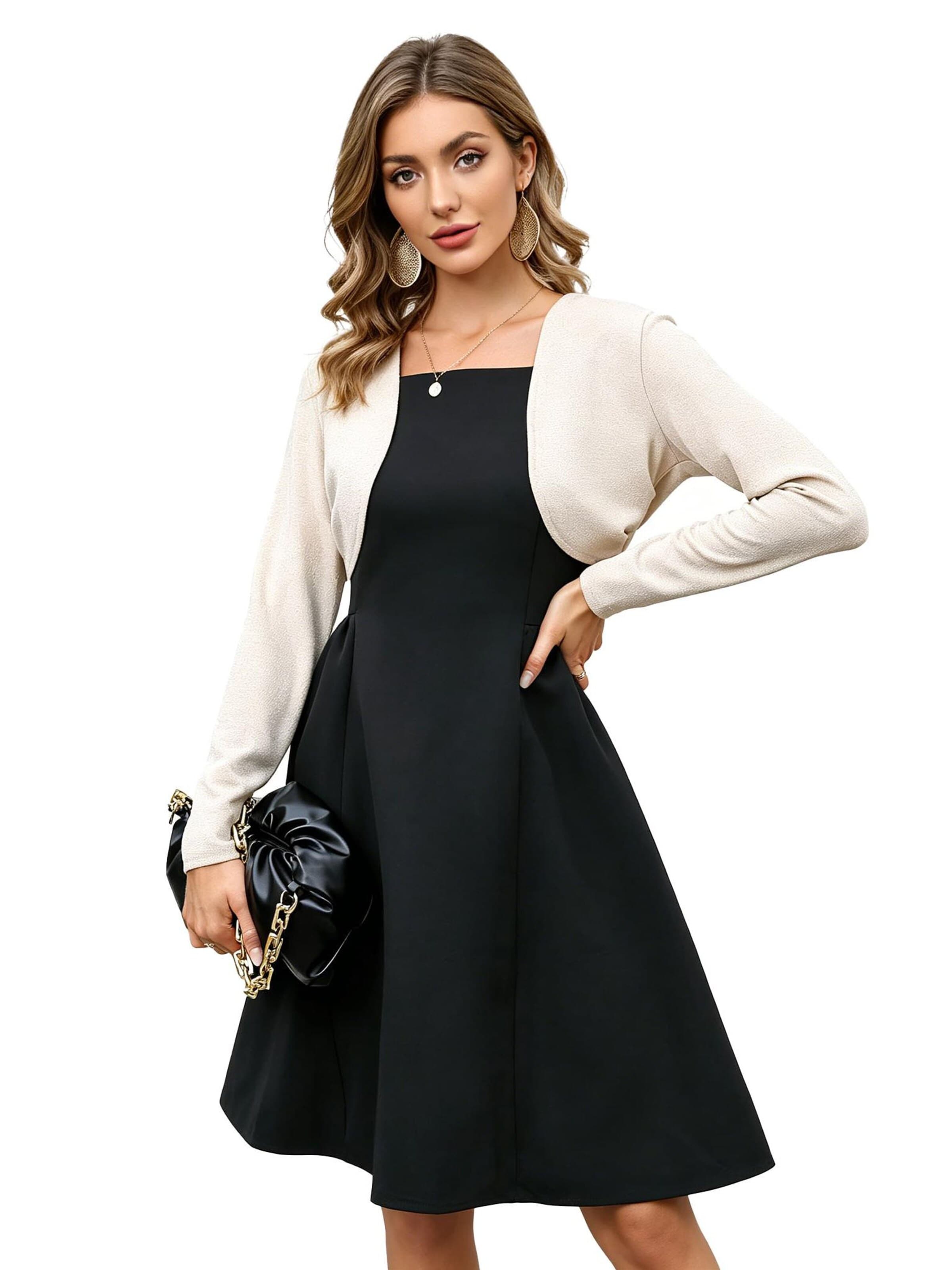 KoJooin Blazer 'Paillettenbesetzte Damenjacke,Abend-Bolero,langärmelig,vorne offen,geschnitten,für formelle Kleider' in Beige