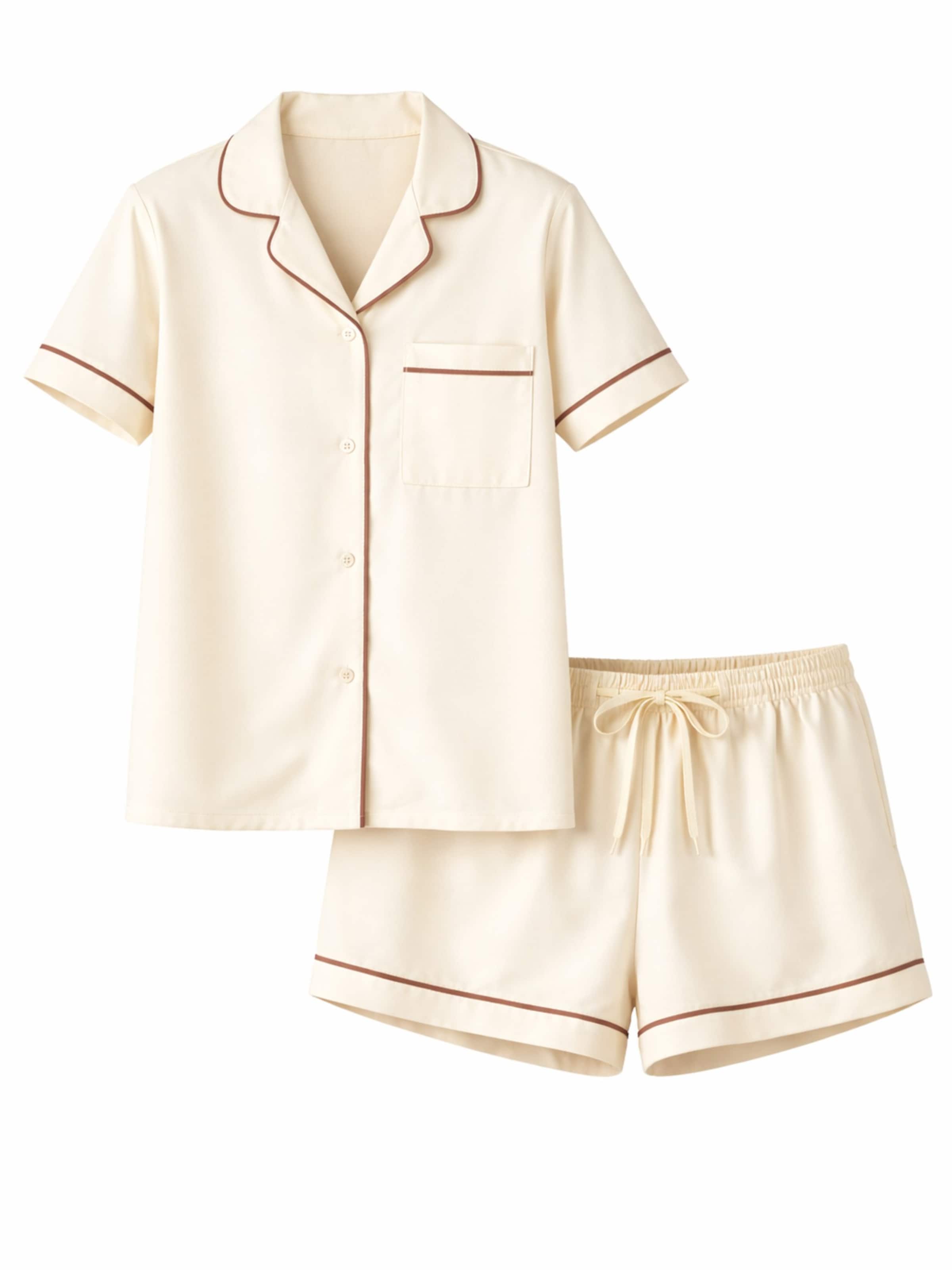 LEAFLETIC Pyjamahose 'Leafletic Women’s Night Wear Short Set'‌‌‌‌‌‌‌‌‌ in Beige: Vorderseite