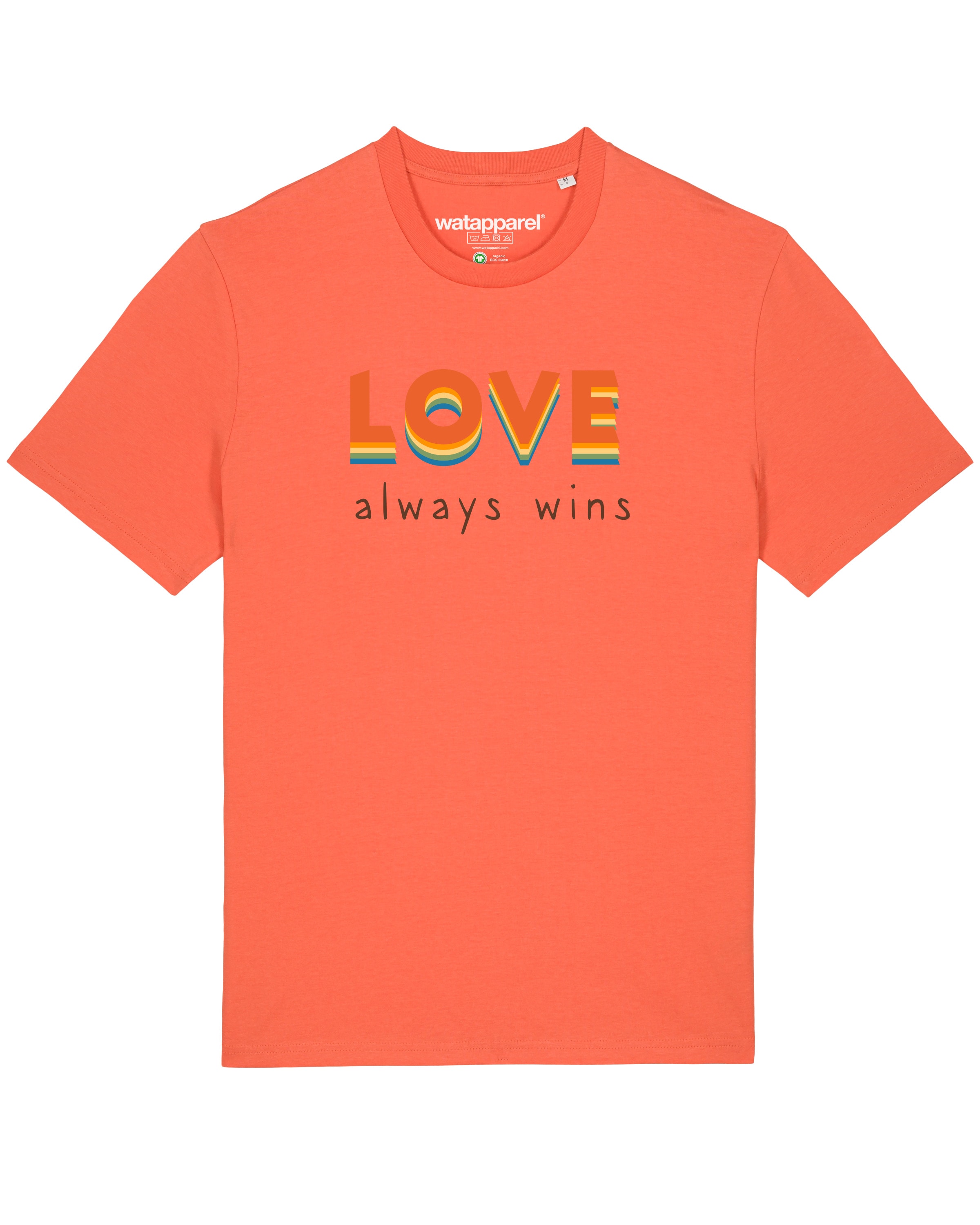 Maglietta 'Love always wins' di Watapparel in arancione: frontale
