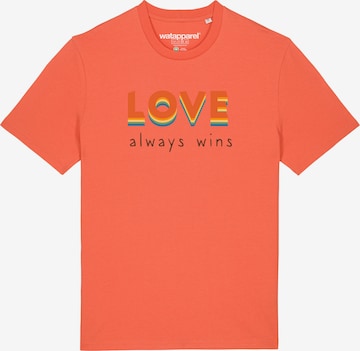 Maglietta 'Love always wins' di Watapparel in arancione: frontale
