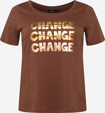 T-shirt 'TINKA' Zizzi en marron : devant