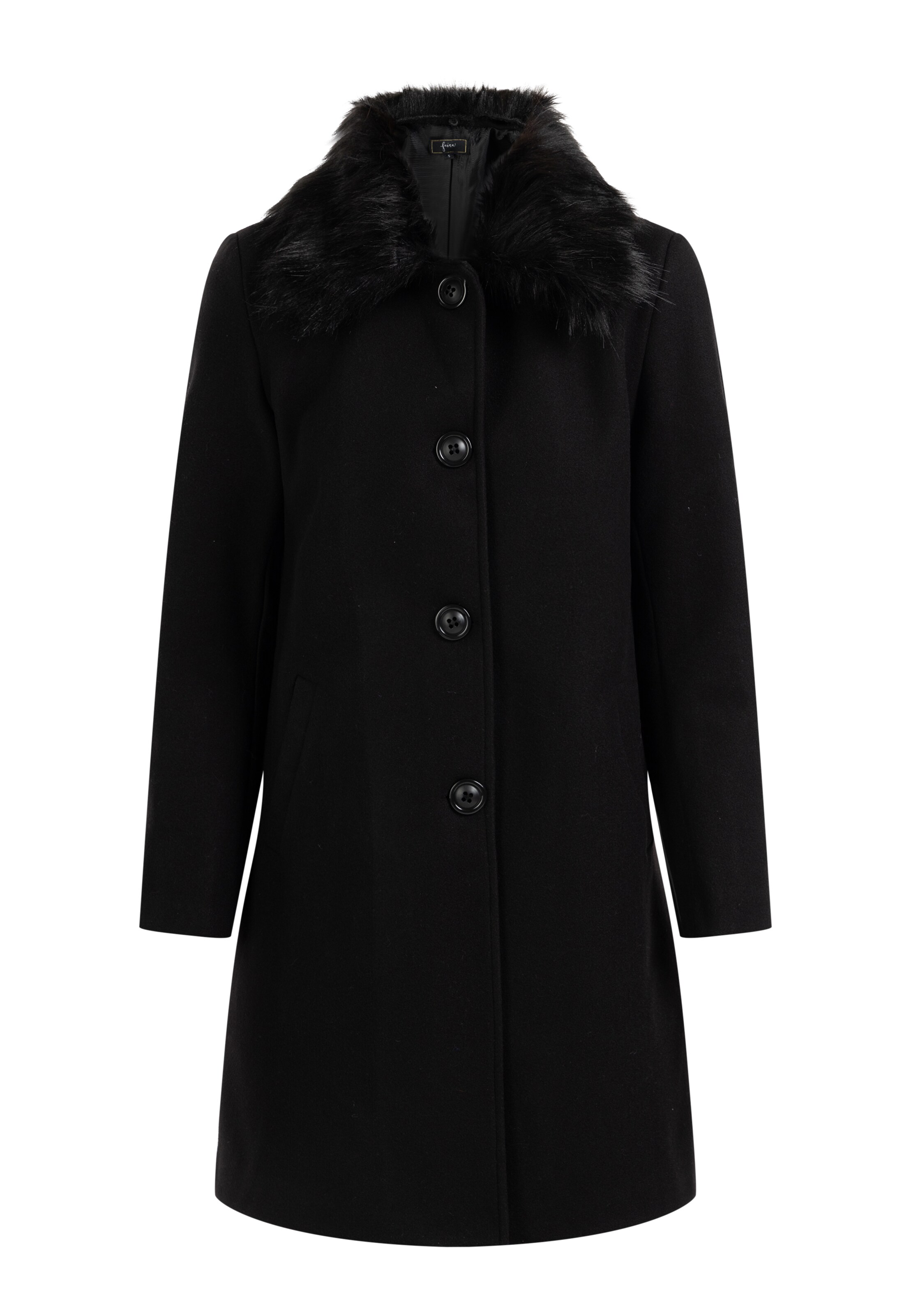 faina Between-Seasons Coat in Black: front