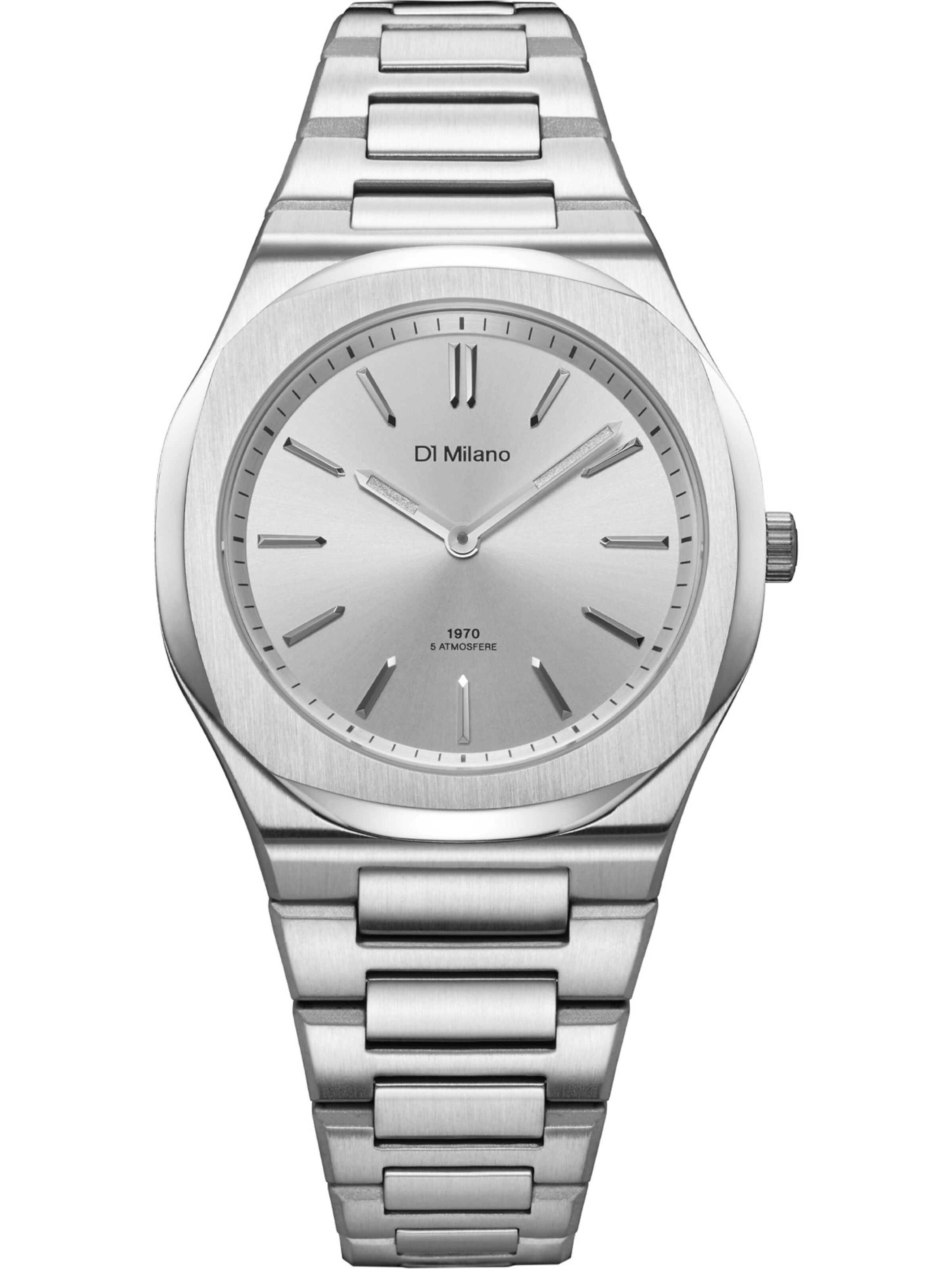 D1 Milano Analoguhr in Silber: Vorderseite