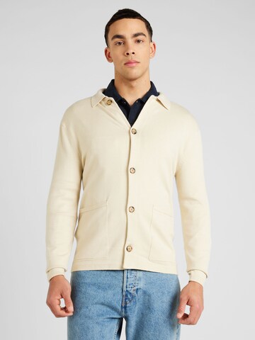 SELECTED HOMME Gebreid vest 'TELLER' in Beige: voorkant