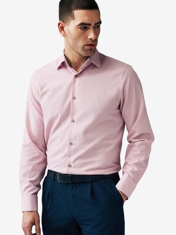 Next Slim fit Button Up Shirt in Pink: front