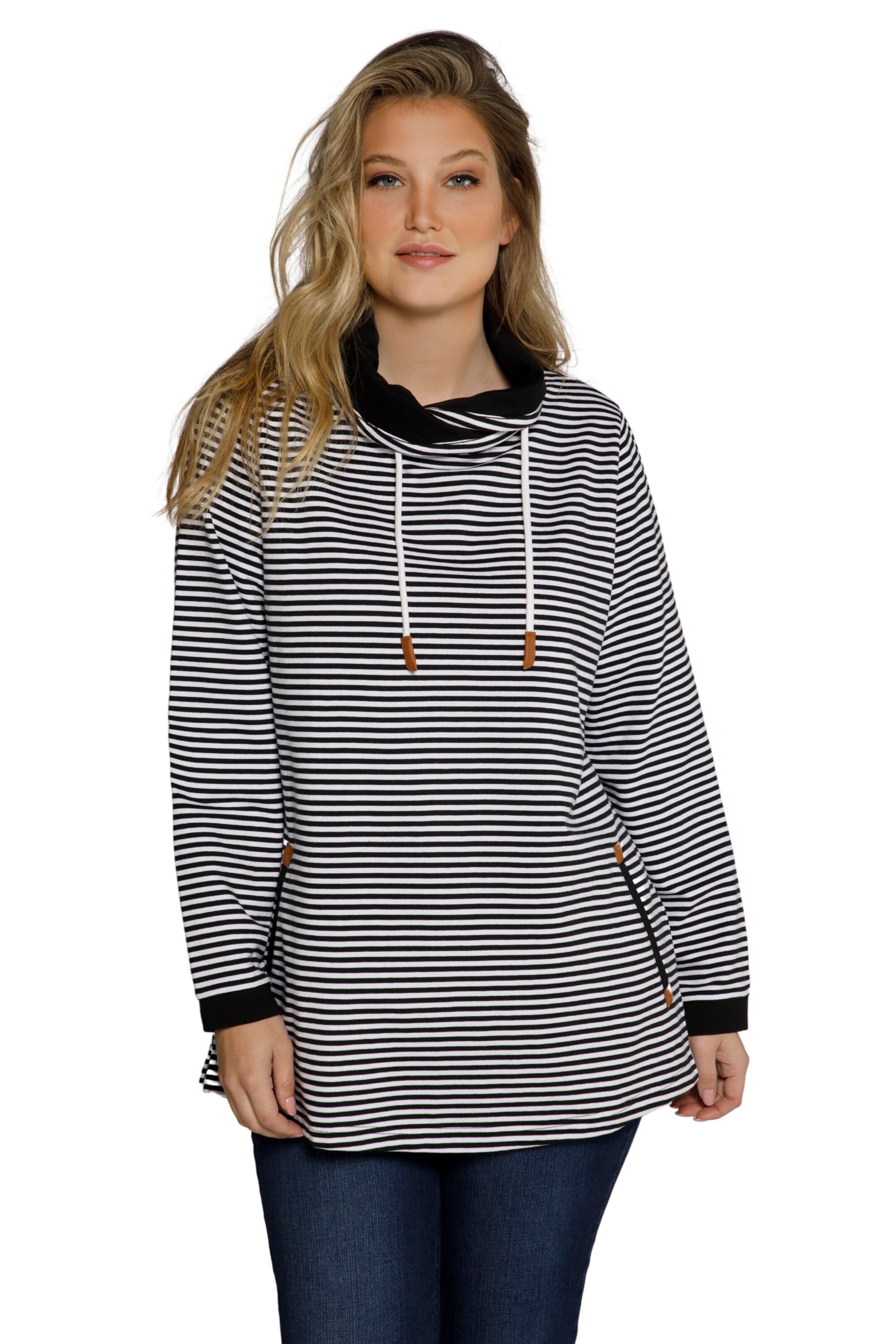 Ulla Popken Sweatshirt in Zwart: voorkant