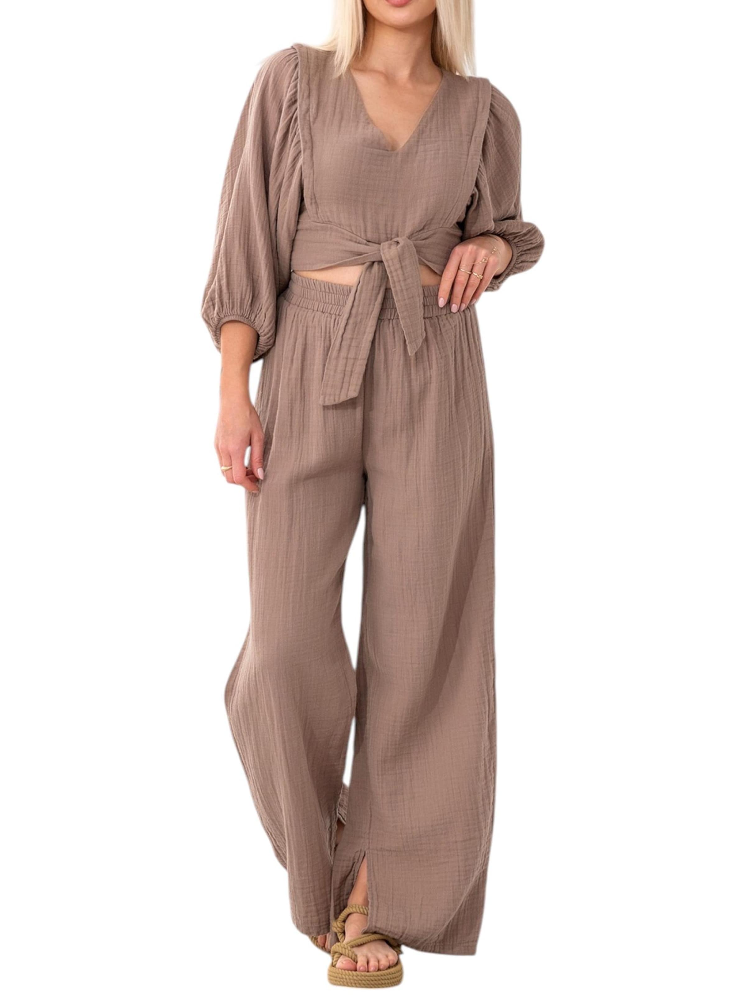 WENOR - Traje para estar en casa 'FLOWSET' en beige