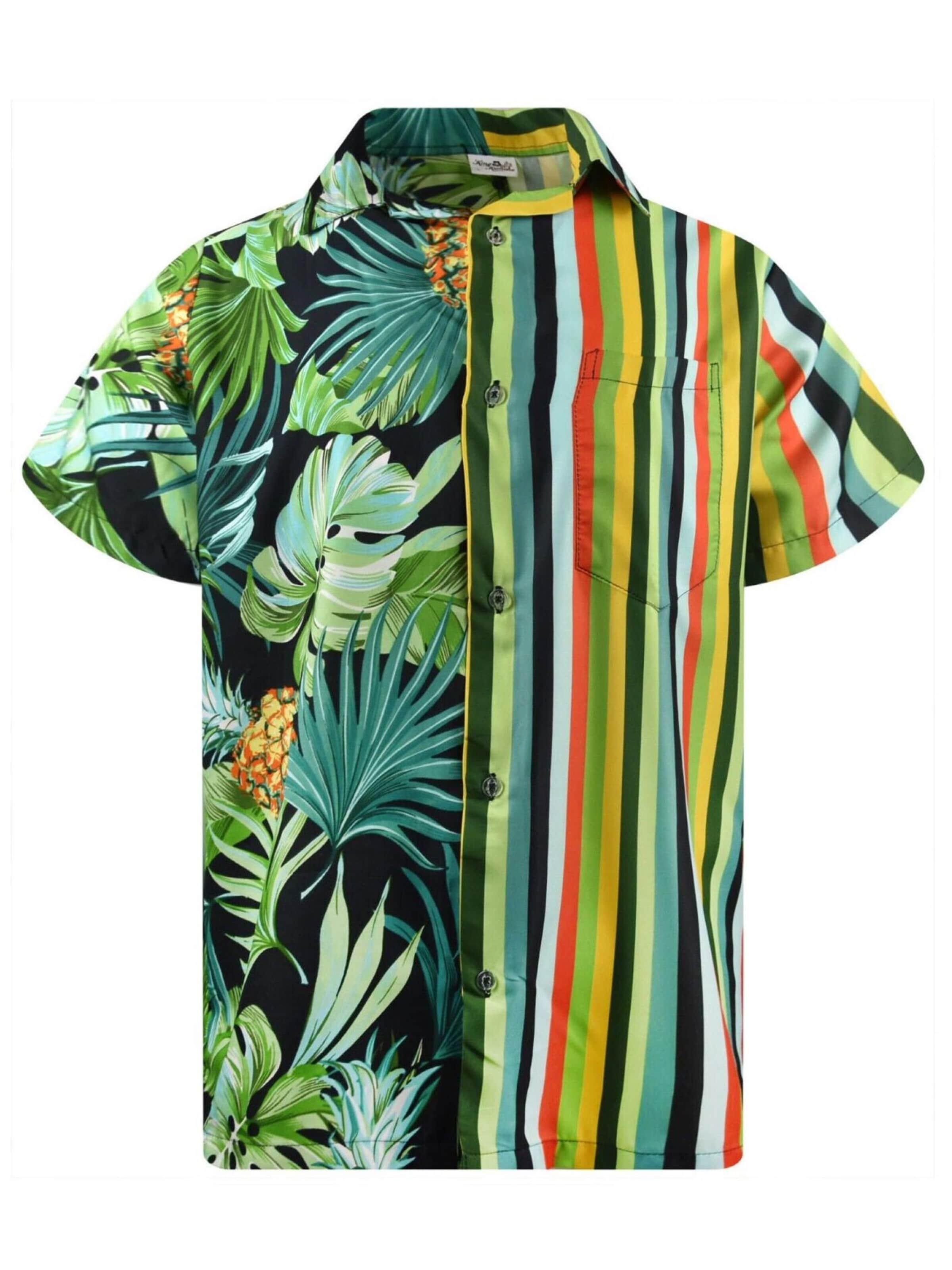King Kameha Shirt 'Stripes' in Groen: voorkant