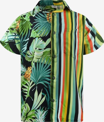 King Kameha Shirt 'Stripes' in Groen: voorkant