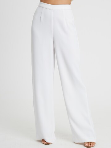 Tussah Wide leg Broek 'Milly' in Wit: voorkant