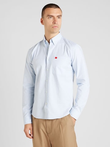 HUGO Red Slim fit Button Up Shirt 'Evito' in Blue: front