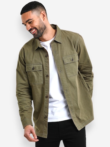 Threadbare Regular Fit Hemdjacke 'Ministry' in Grün: Vorderseite