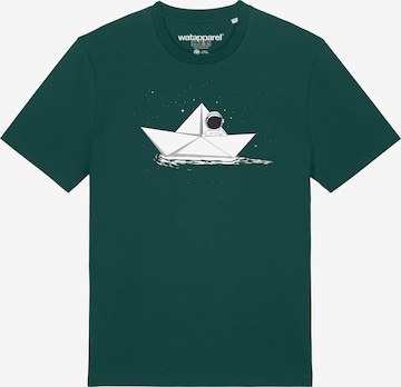 T-Shirt ' Astronaut in paper boat ' Watapparel en vert : devant