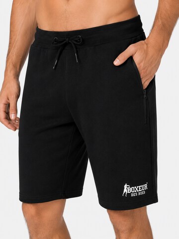 Boxeur des Rues - regular Pantalón deportivo 'Herren Baumwollshorts Boxeur des Rues, Schwarz, Dezentes weißes Logo' en negro