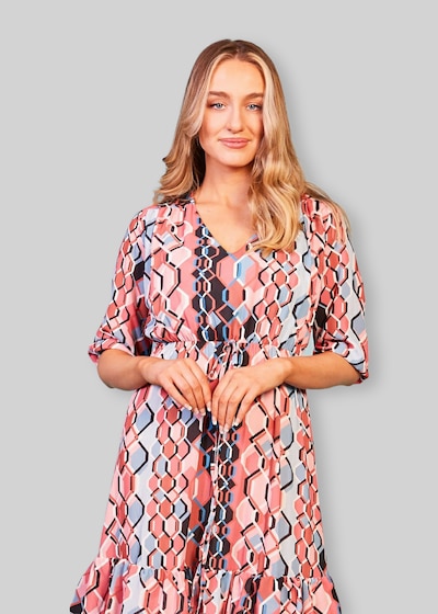 Baloot Kleid 'Zelmira' in blau / pink / rosa / schwarz / weiß, Produktansicht