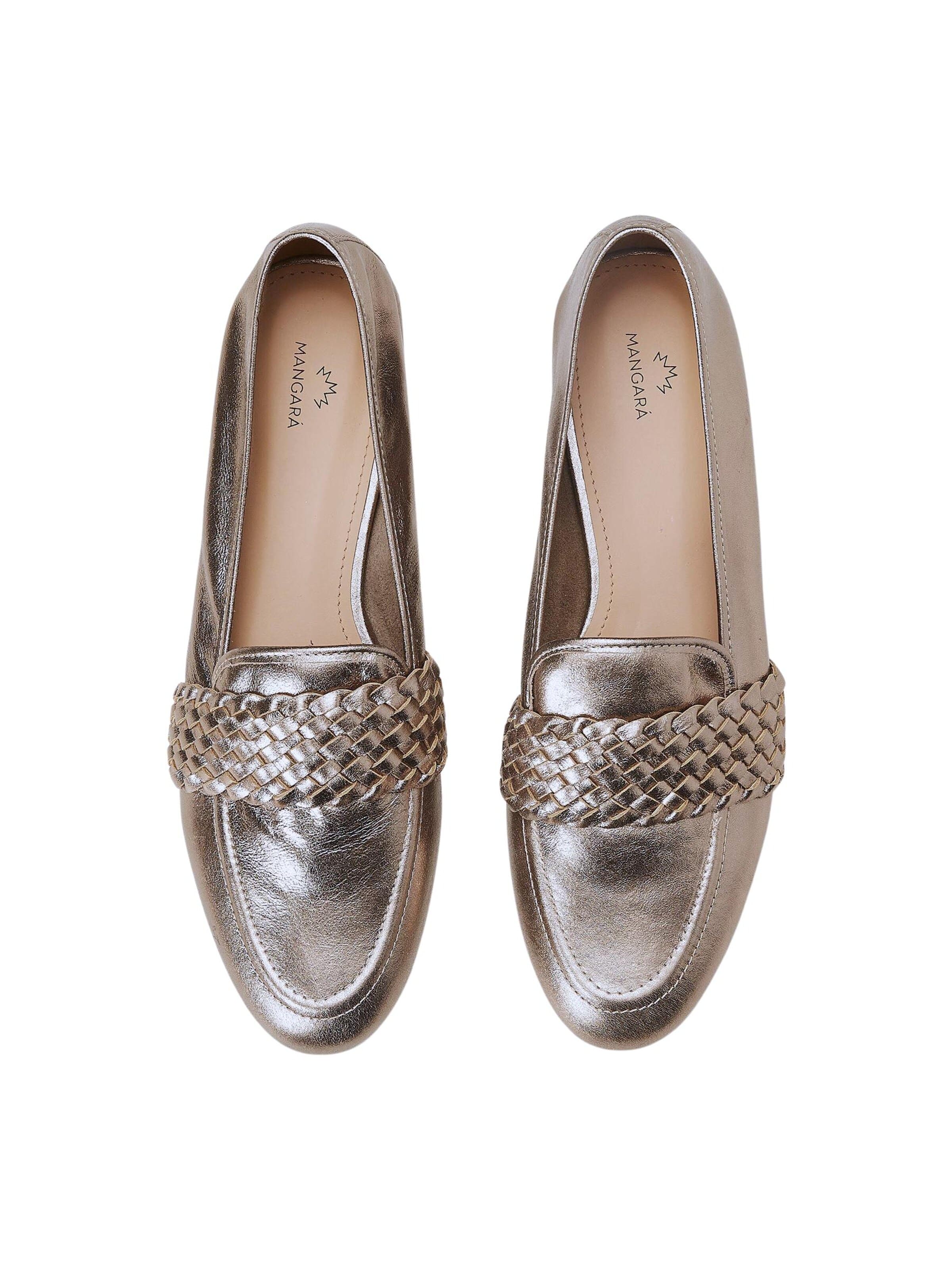 Mangara Atelier Instappers 'Baru Loafer Damen Leder Silber - Flach' in Zilver