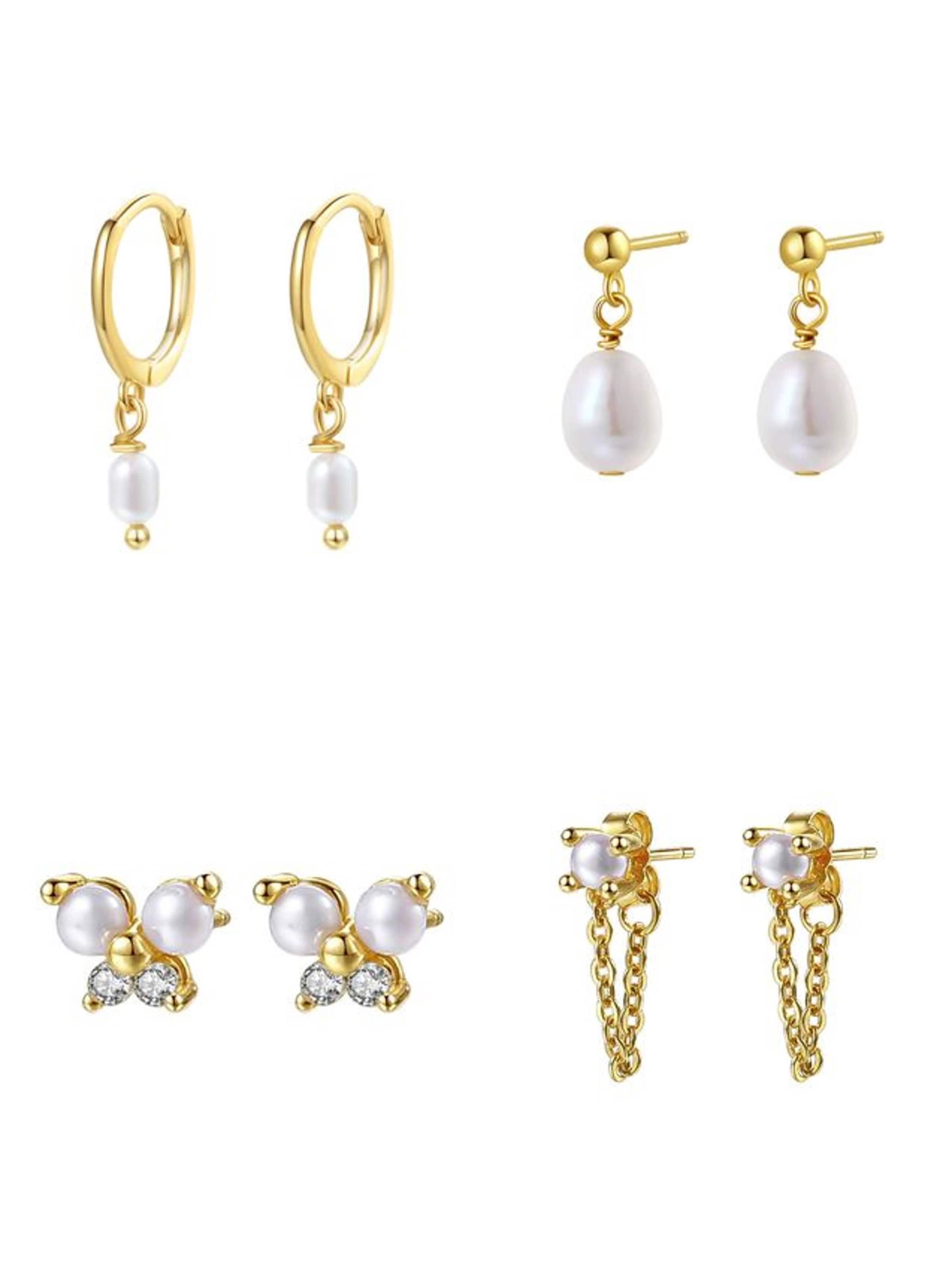 Hey Happiness Ohrringe 'Pearl Quartet'‌‌‌‌‌ in gold, Produktansicht