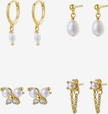 Hey Happiness - Pendientes 'Pearl Quartet' en oro: frente