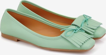 Desa Ballerina 'DESA Damen-Ballerinas aus Leder mit runder Zehenpartie' in Groen: voorkant
