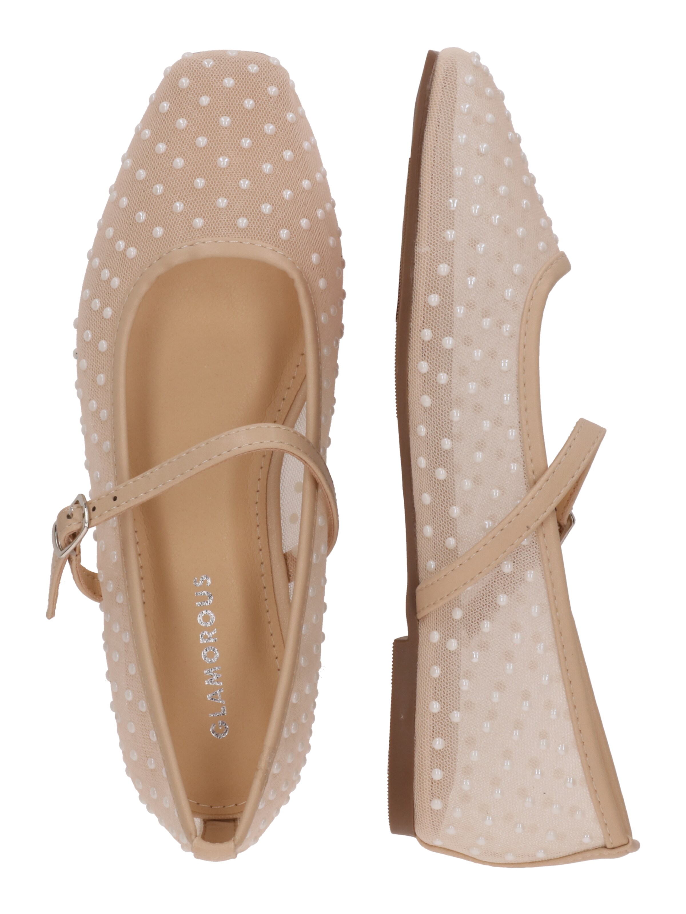 GLAMOROUS Ballet Flats with Strap in Beige