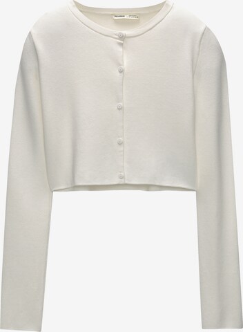 Pull&Bear Knit cardigan in White: front