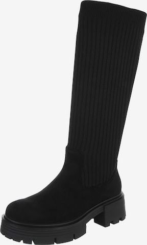 Ital-Design High Heels ' Plateaustiefel ' in Schwarz: Vorderseite