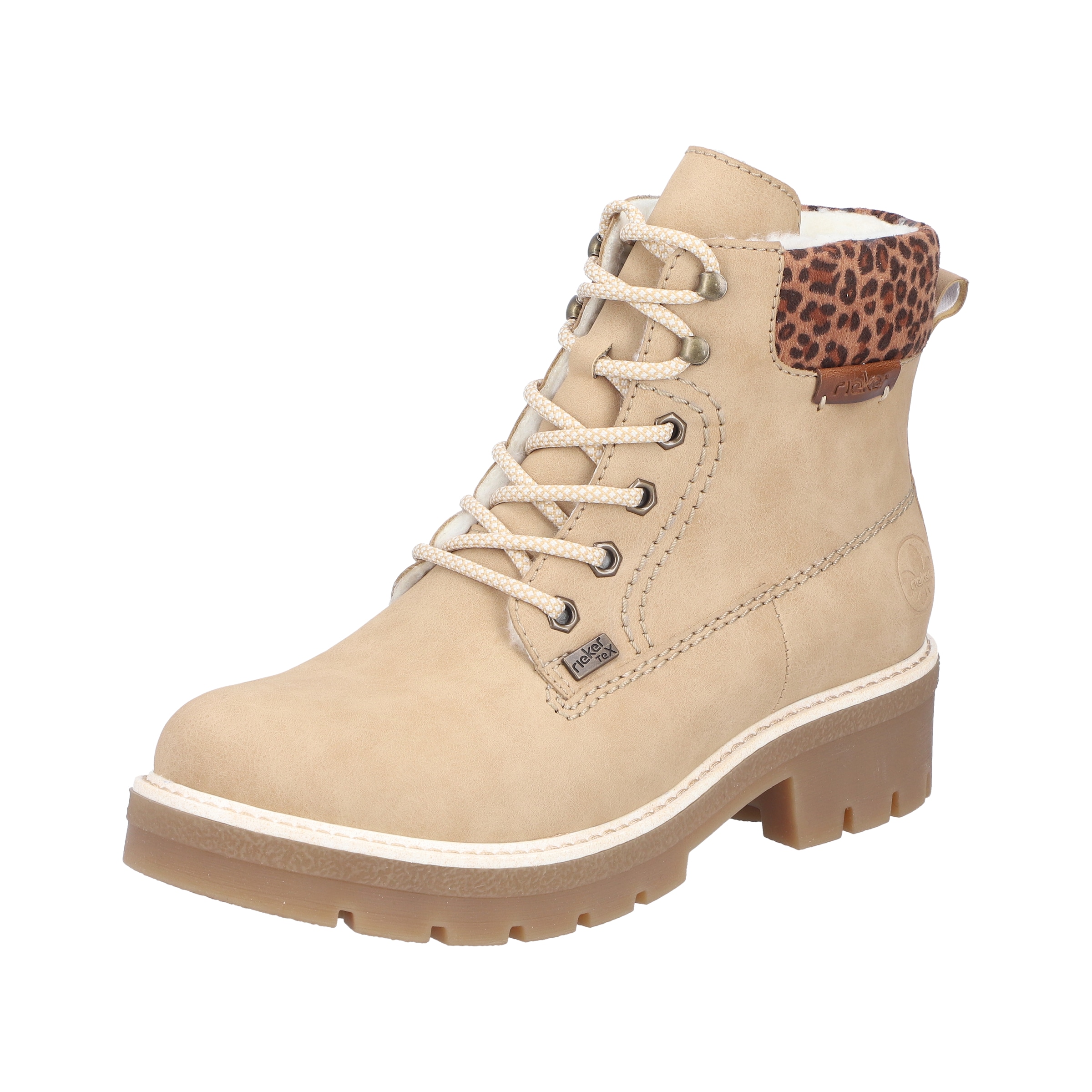 Bottines à lacets Rieker en beige : devant