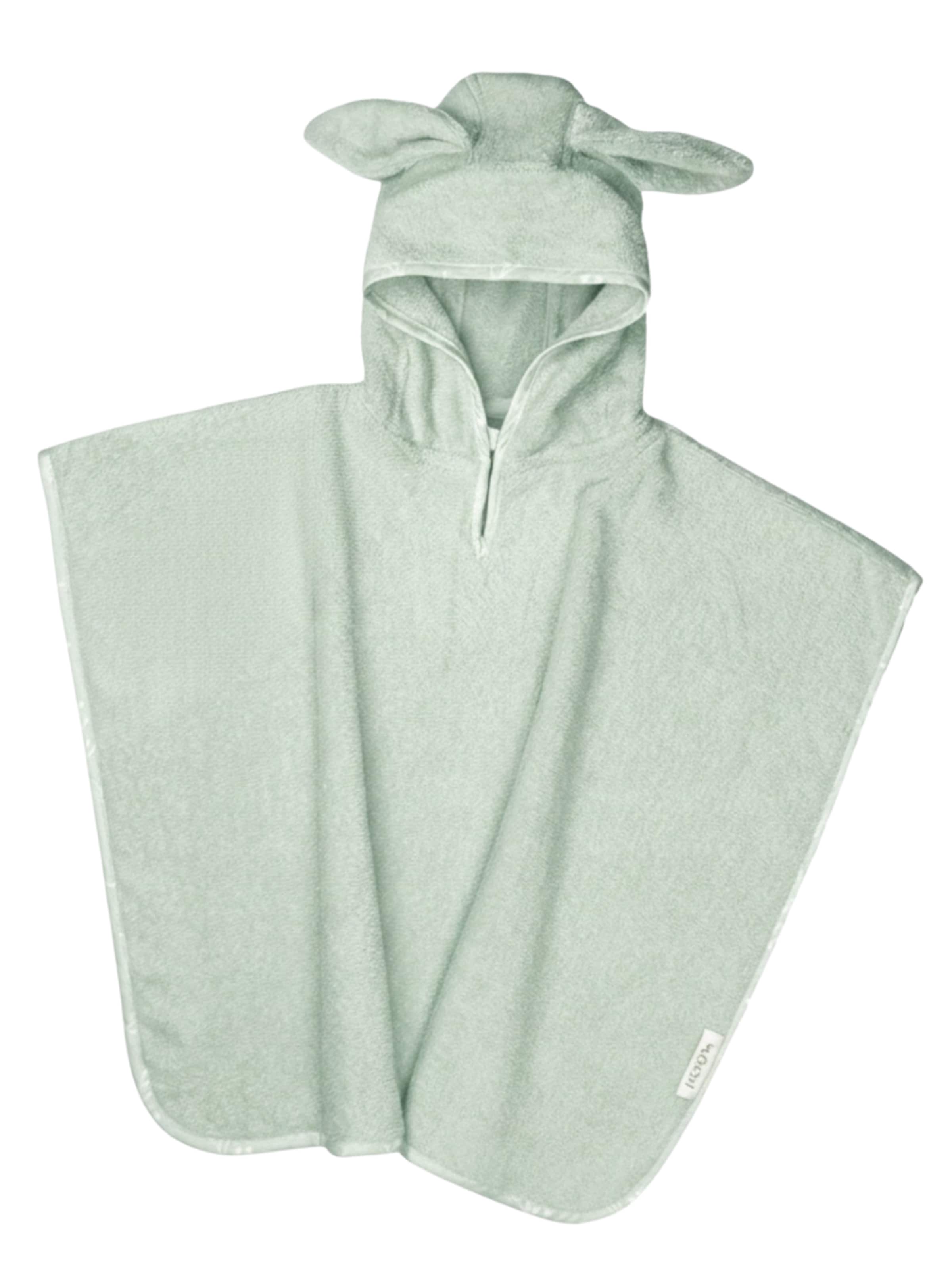 Räuberella Bademantel 'Baby Badeponcho 75x75 cm – „Mint“ mit süßen Hasenohren'‌ in Grün: Vorderseite