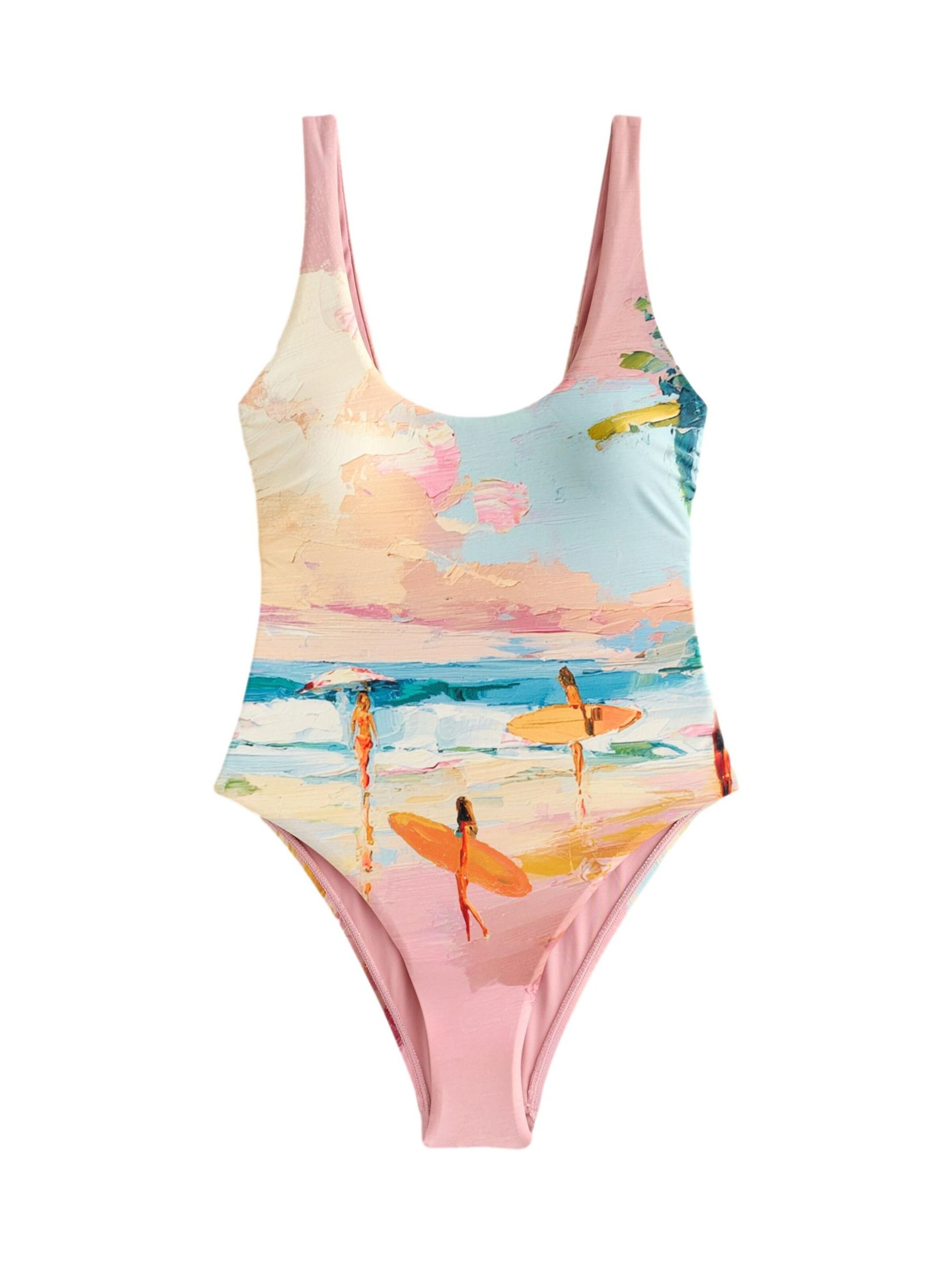 Next Maillot de bain en crème / bleu clair / jaune / rose ancienne, Vue avec produit