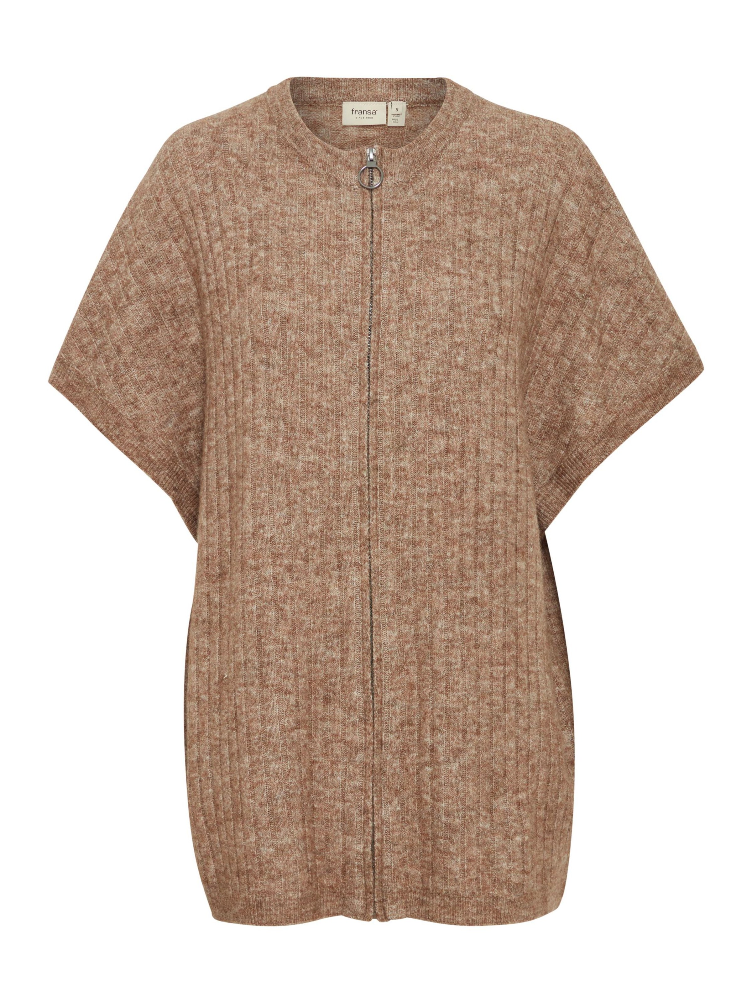 Fransa Gebreid vest 'Sanny' in Bruin: voorkant