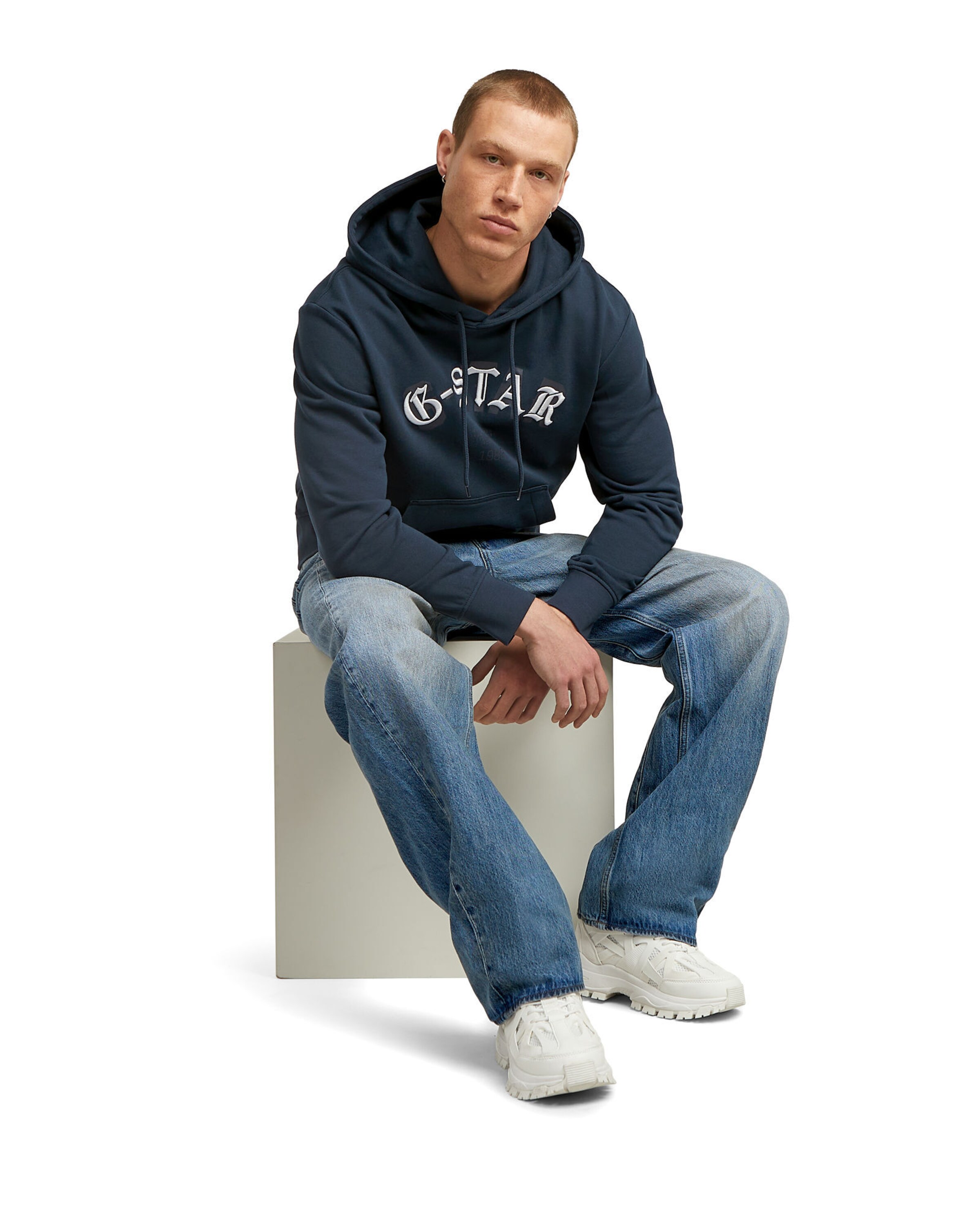 G-STAR Sweatshirt 'Embro Logo HB' in Blue