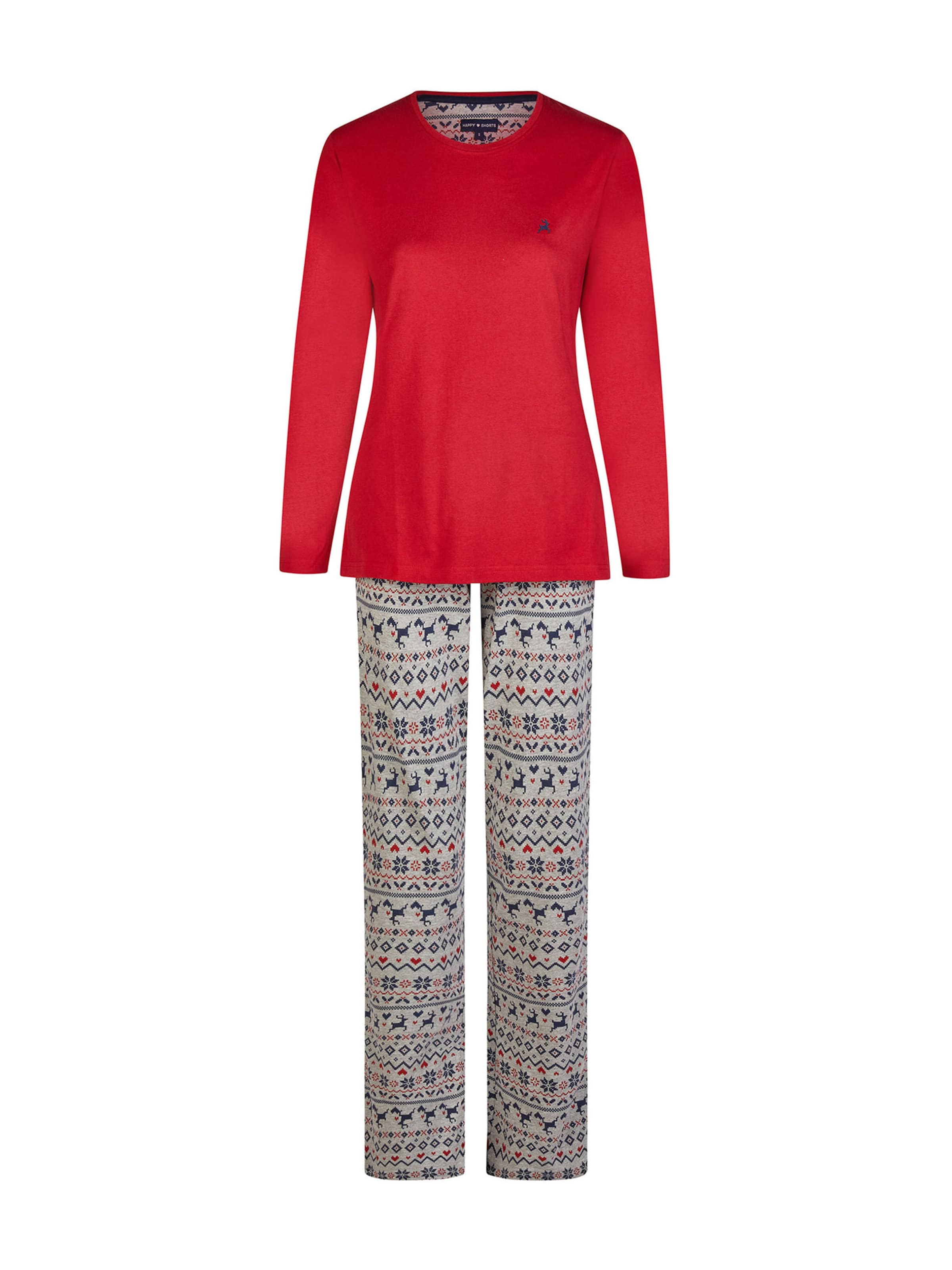 Happy Shorts Pyjama ' XMAS ' in Rot: Vorderseite
