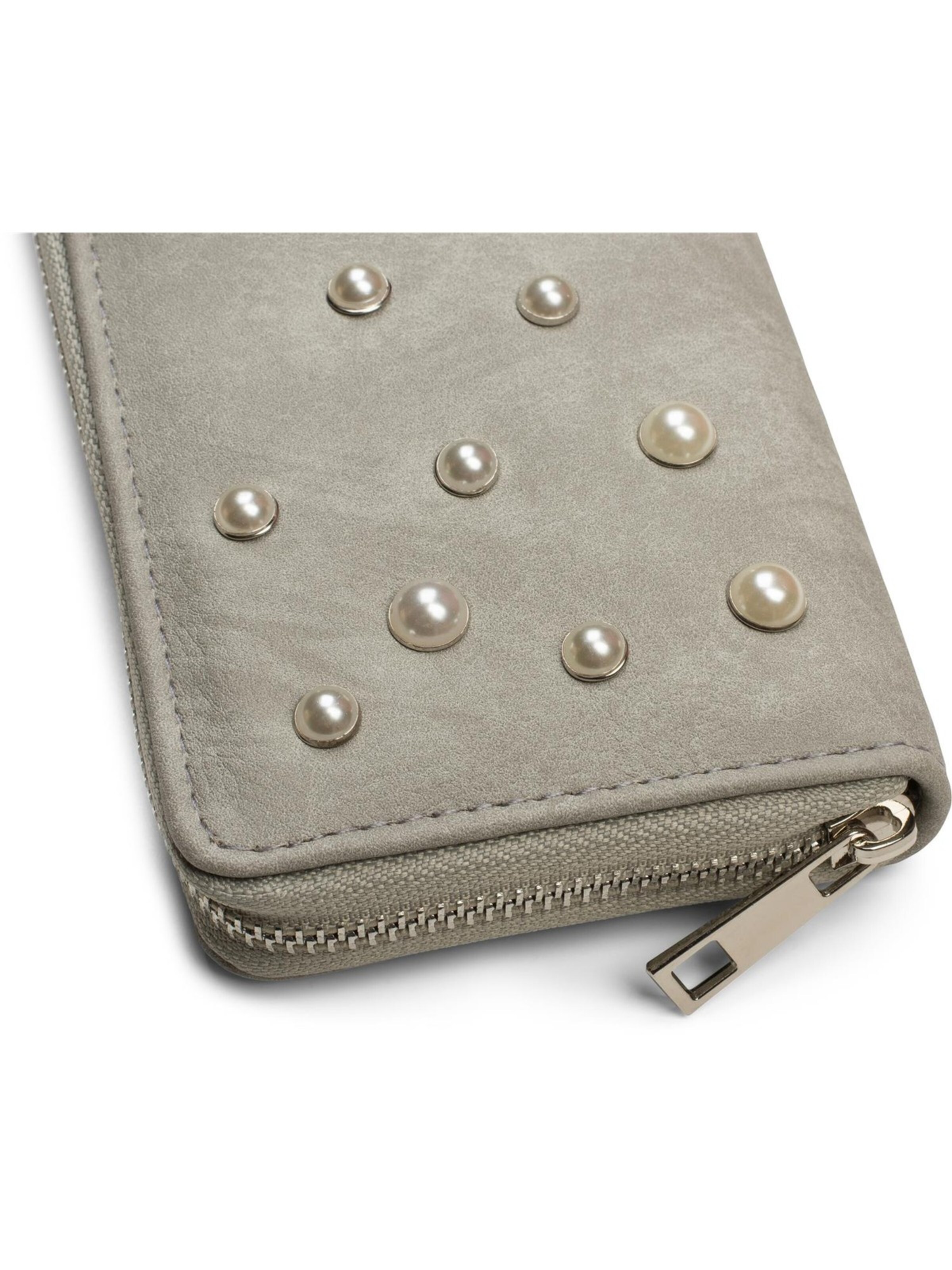 styleBREAKER Portemonnaie 'Geldbörse mit Perlen besetzt'‌‌‌‌‌‌‌ in Grau