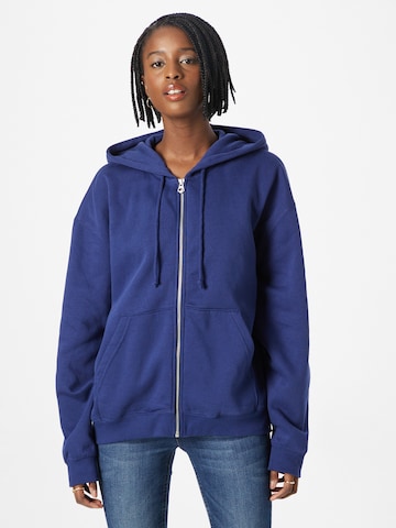 WEEKDAY Zip-Up Hoodie 'Essence' in Blue: front