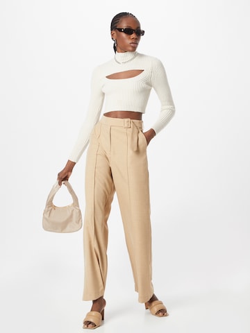 IMPERIAL Loose fit Pleated Pants in Beige