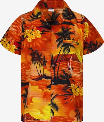 King Kameha Shirt 'Surf' in Orange: front