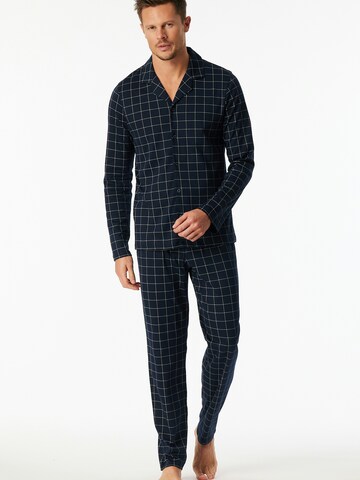 SCHIESSER Pajamas long ' Fine Interlock ' in Blue: front