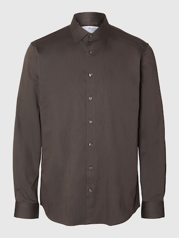 Coupe slim Chemise SELECTED HOMME en marron : devant