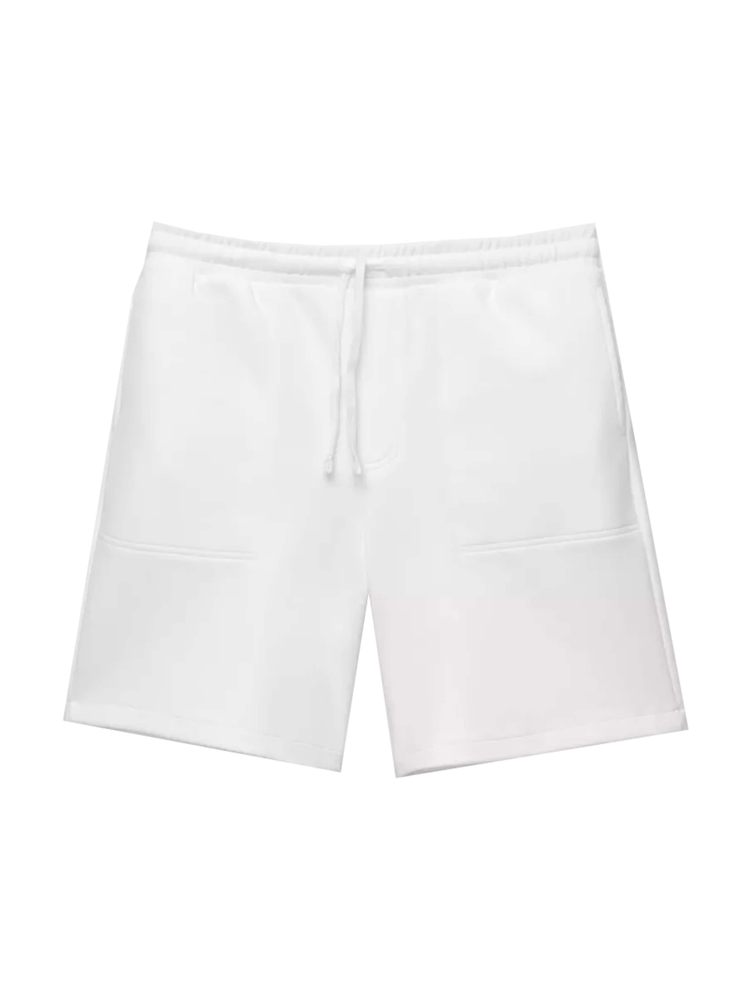 Pull&Bear Loosefit Shorts in Weiß: Vorderseite