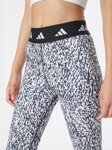 ADIDAS PERFORMANCE Skinny Workout Pants 'Techfit Pixeled Camo' in White
