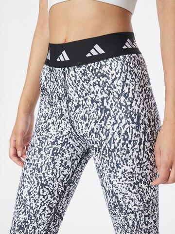 ADIDAS PERFORMANCE Skinny Sportovní kalhoty 'Techfit Pixeled Camo' – bílá