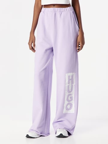 HUGO Wide leg Broek 'Nasuede' in Lila: voorkant