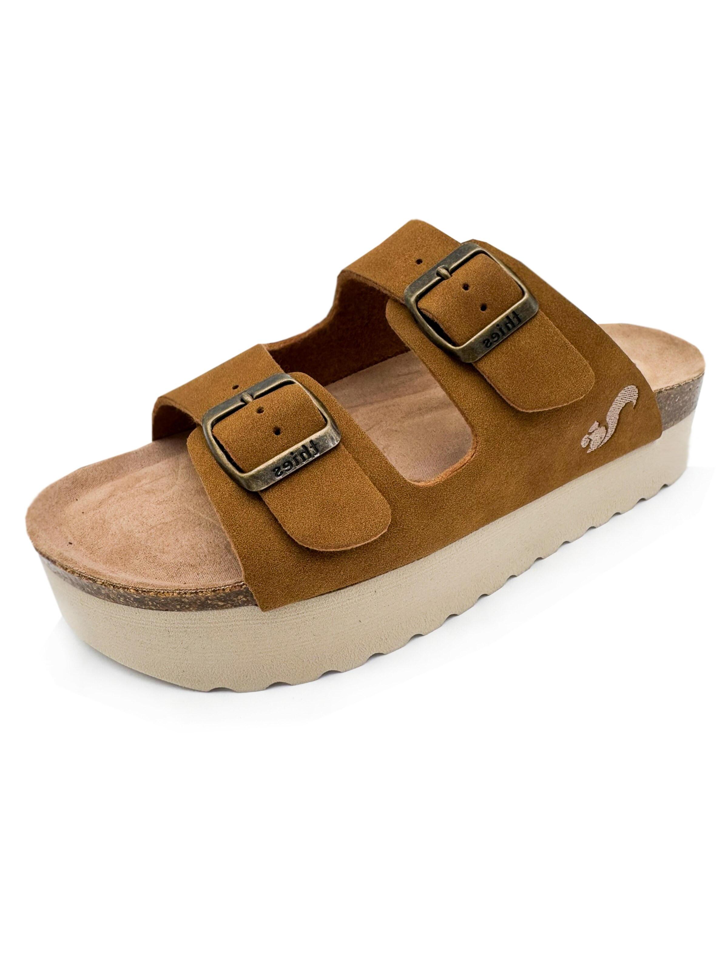 thies Mules 'thies 1856 ® Eco Bio Plateau Sandal' in Brown: front