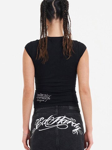 Ed Hardy T-Shirt 'Koi Fisch Steinen' in Schwarz